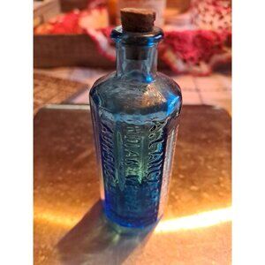 Antique A. Lancaster’s Indian Vegetable Jaundice Bitters Blue Glass Bottle 1852